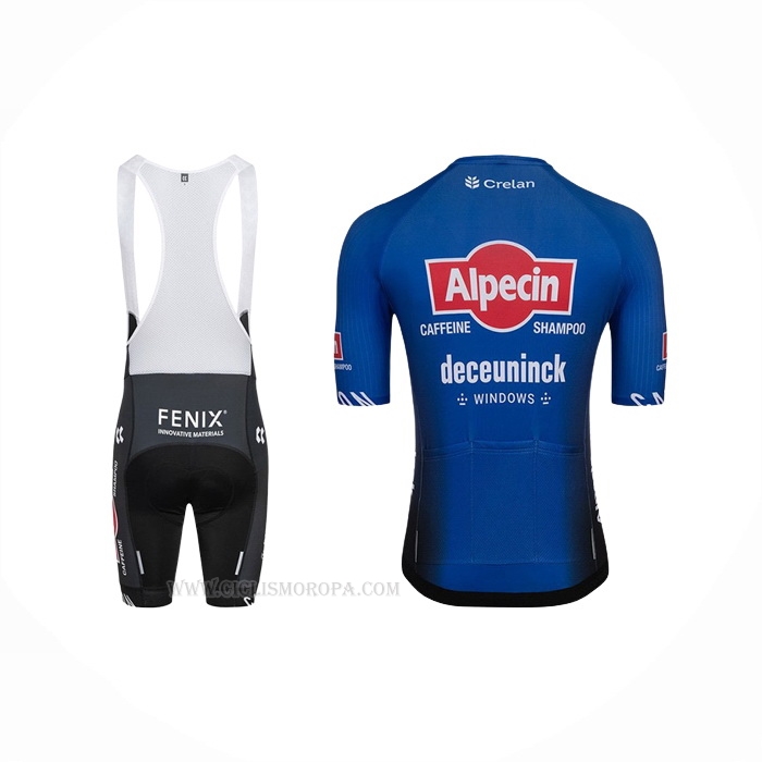 2022 Ropa Ciclismo Alpecin Deceuninck Negro Azul Mangas Corta y Culotte Corto